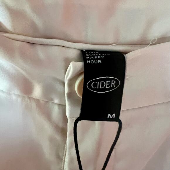 NWT Cider Ivory Satin Wide Leg Pleated Pants SZ M - Picture 4 of 7